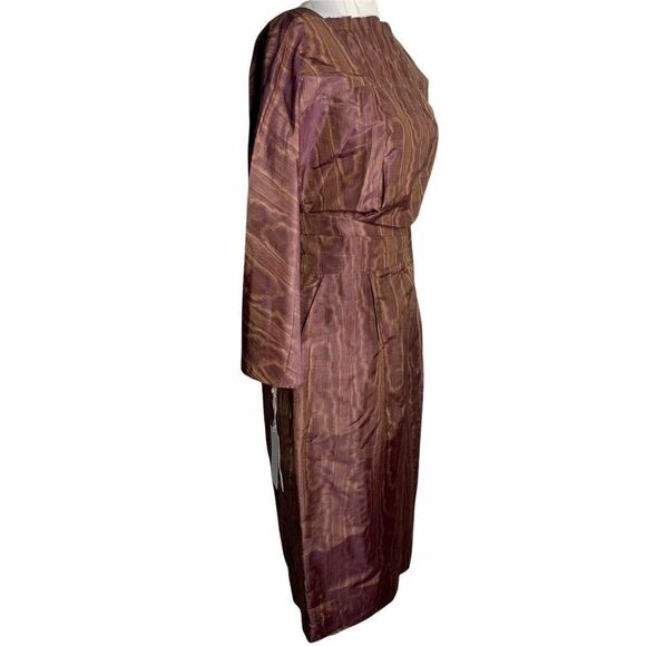 Bill Blass Moire Silk Taffeta Skirt Set S Rouge - Picture 5 of 10